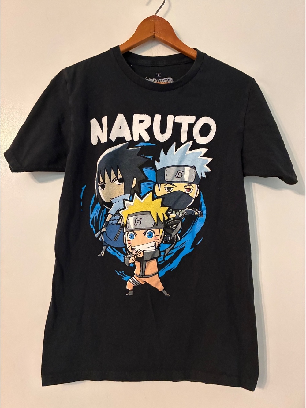 Naruto Shippuden Graphic T-Shirt Black Size Small Anime Sasuke Kakashi